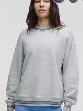 Lululemon Perfectly Oversized Ringer Crew Sweatshirt - Grey/Blue Stripe - Medium